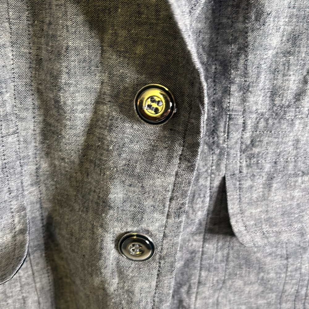 New York & Company blazer gray blue size 12 sewn pockets silver buttons … - Picture 6 of 12